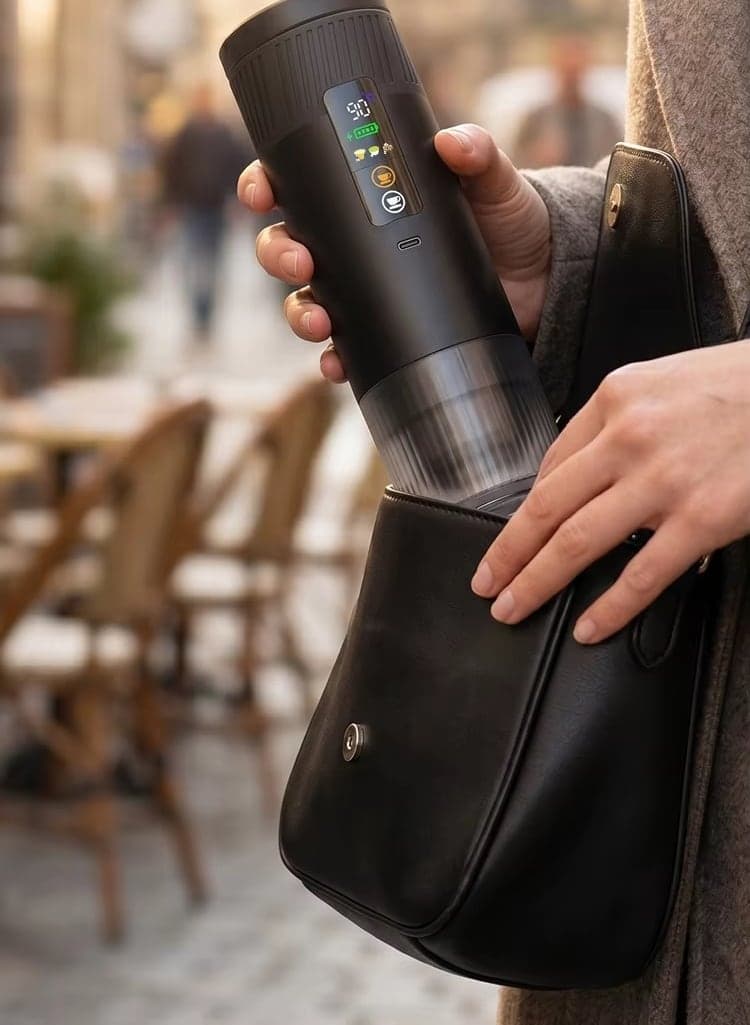La machine glissée dans un sac
